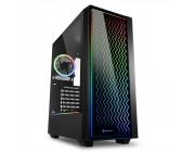 Sharkoon RGB LIT 200  ATX Case, with Side&Front Panel of Tempered Glass, without PSU, Illuminated Front Panel, Pre-Installed Fans: Front 1x120mm, Rear 1x120mm A-RGB LED, 2xARGB LED Strip, ARGB Controller, 2x3.5-/6x2.5-, 2xUSB3.0, 1xUSB2.0, 1xHeadphones, 1